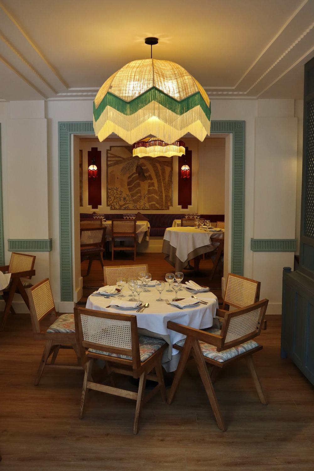 Large hanging coloured lamp