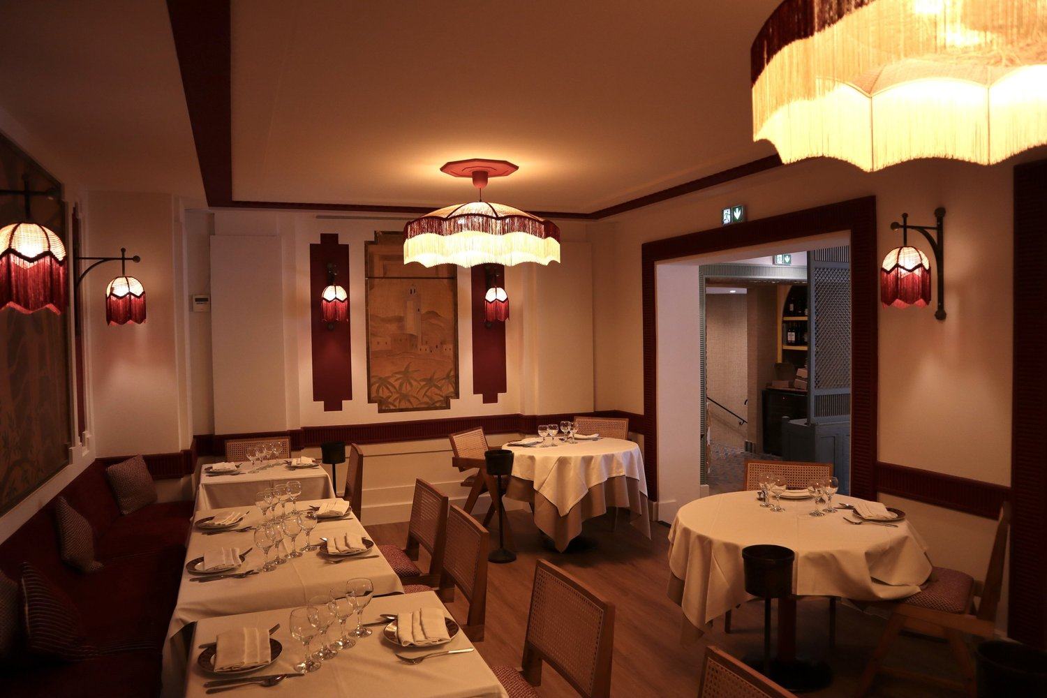 Dining room with dimmed lights