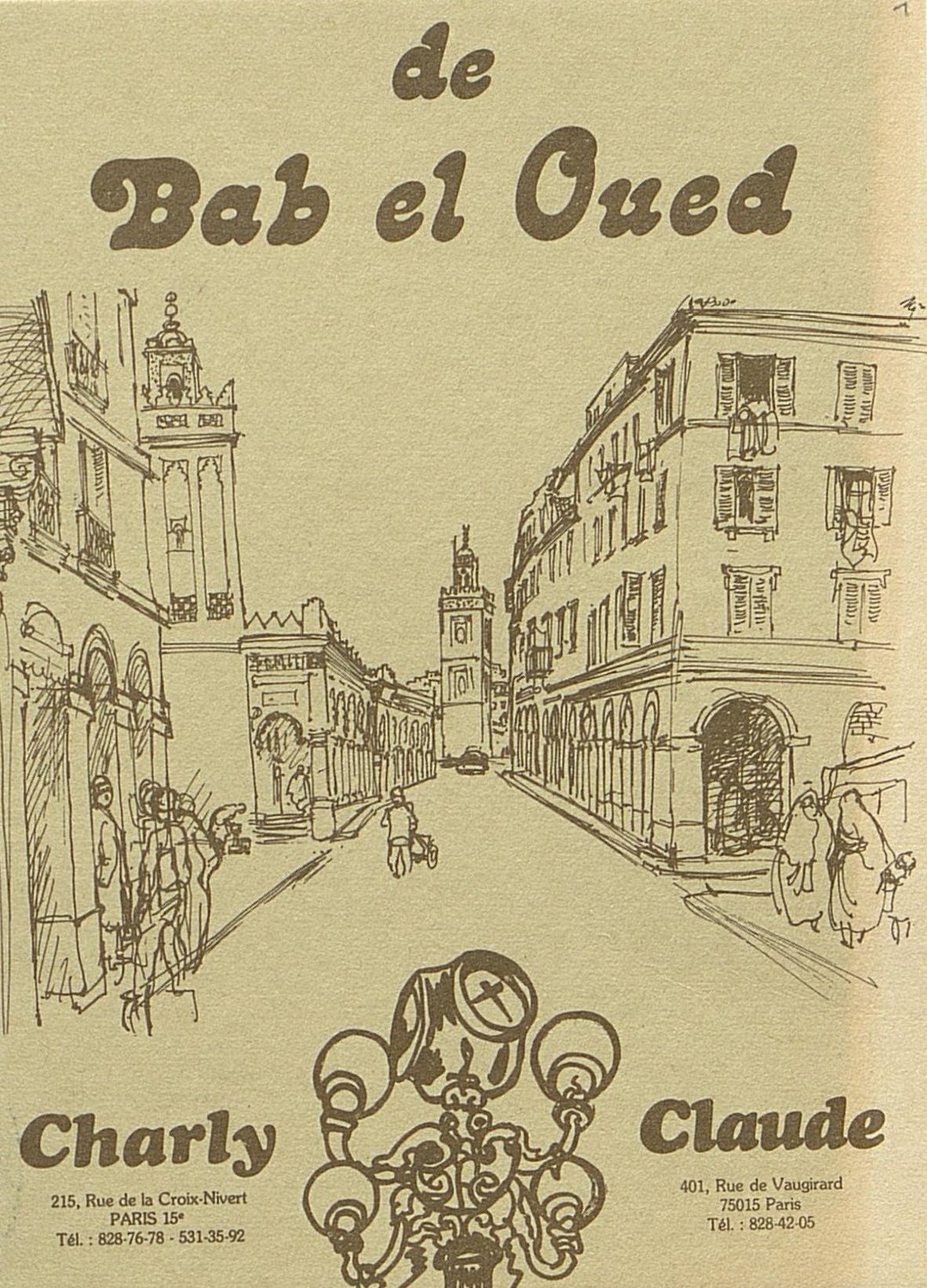 Cover of the Charly de Bab el Oued menu