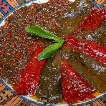 Poivronnade, grilled red and green peppers